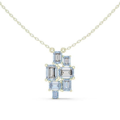 Emerald Lab Grown Diamond Cluster Pendant