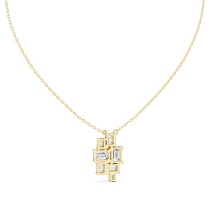Emerald Lab Grown Diamond Cluster Pendant
