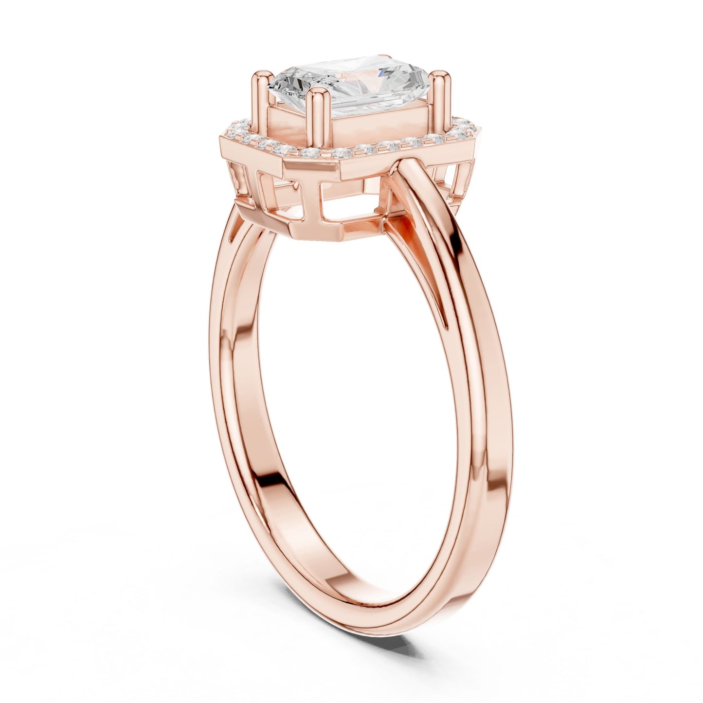 Emerald Lab Grown Diamond Halo Engagement Ring