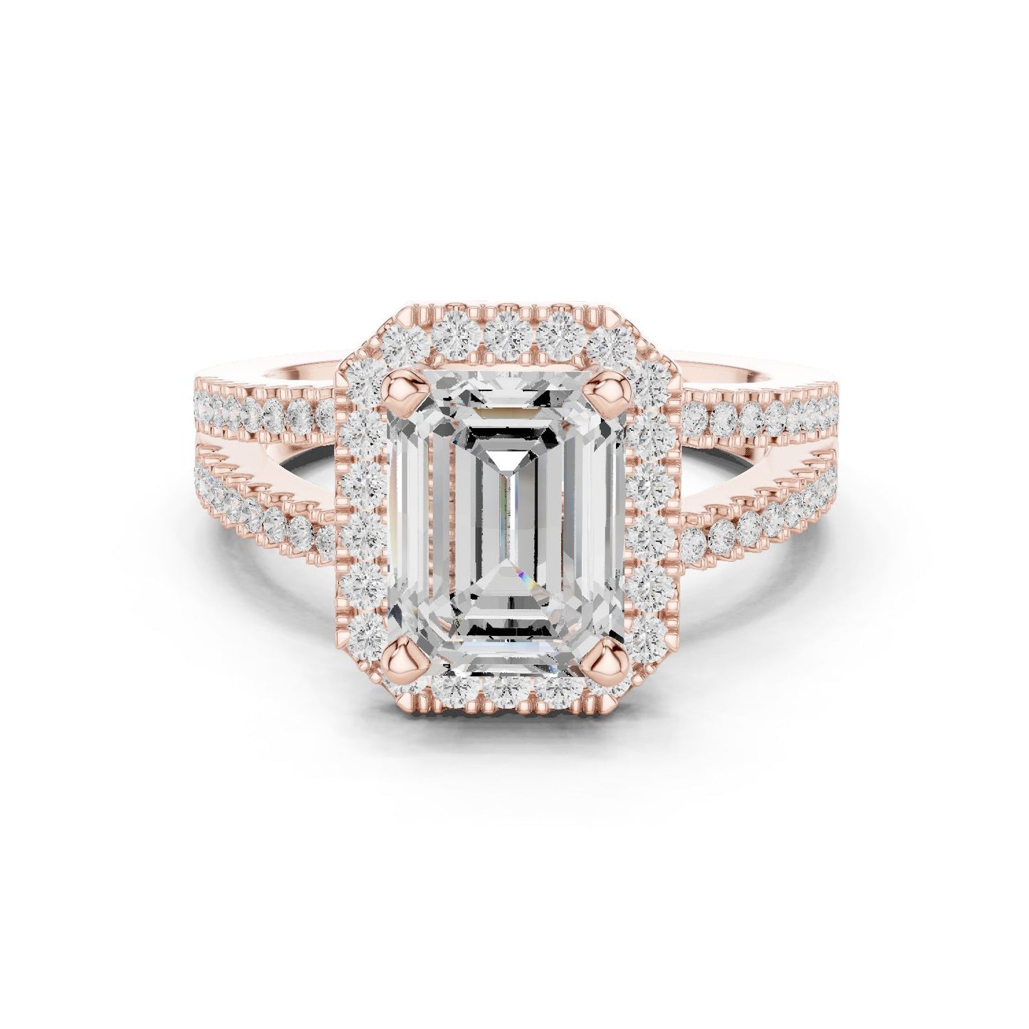 Emerald Lab Grown Diamond Halo Engagement Ring