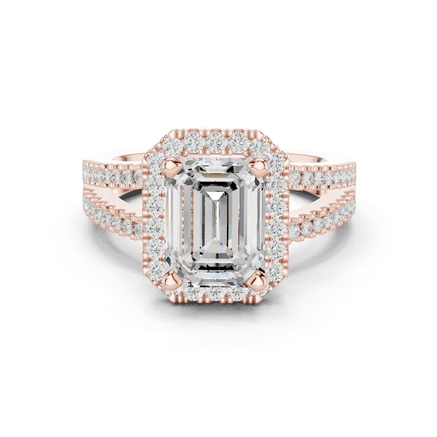 Emerald Lab Grown Diamond Halo Engagement Ring