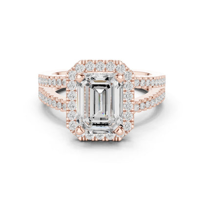 Emerald Lab Grown Diamond Halo Engagement Ring