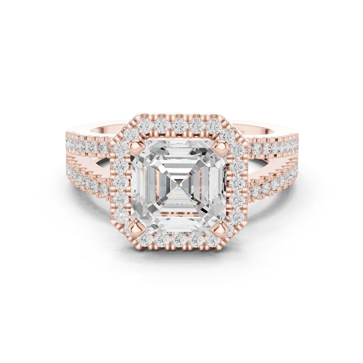 Emerald Lab Grown Diamond Halo Engagement Ring
