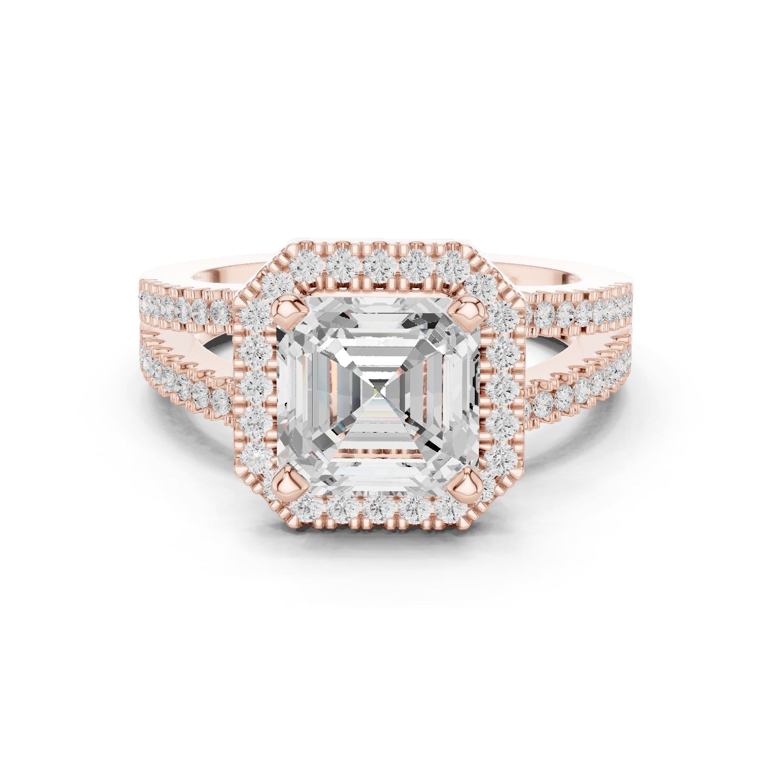 Emerald Lab Grown Diamond Halo Engagement Ring