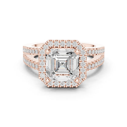 Emerald Lab Grown Diamond Halo Engagement Ring