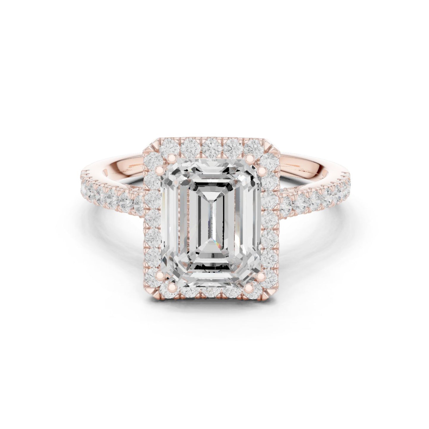 Emerald Lab Grown Diamond Halo Engagement Ring