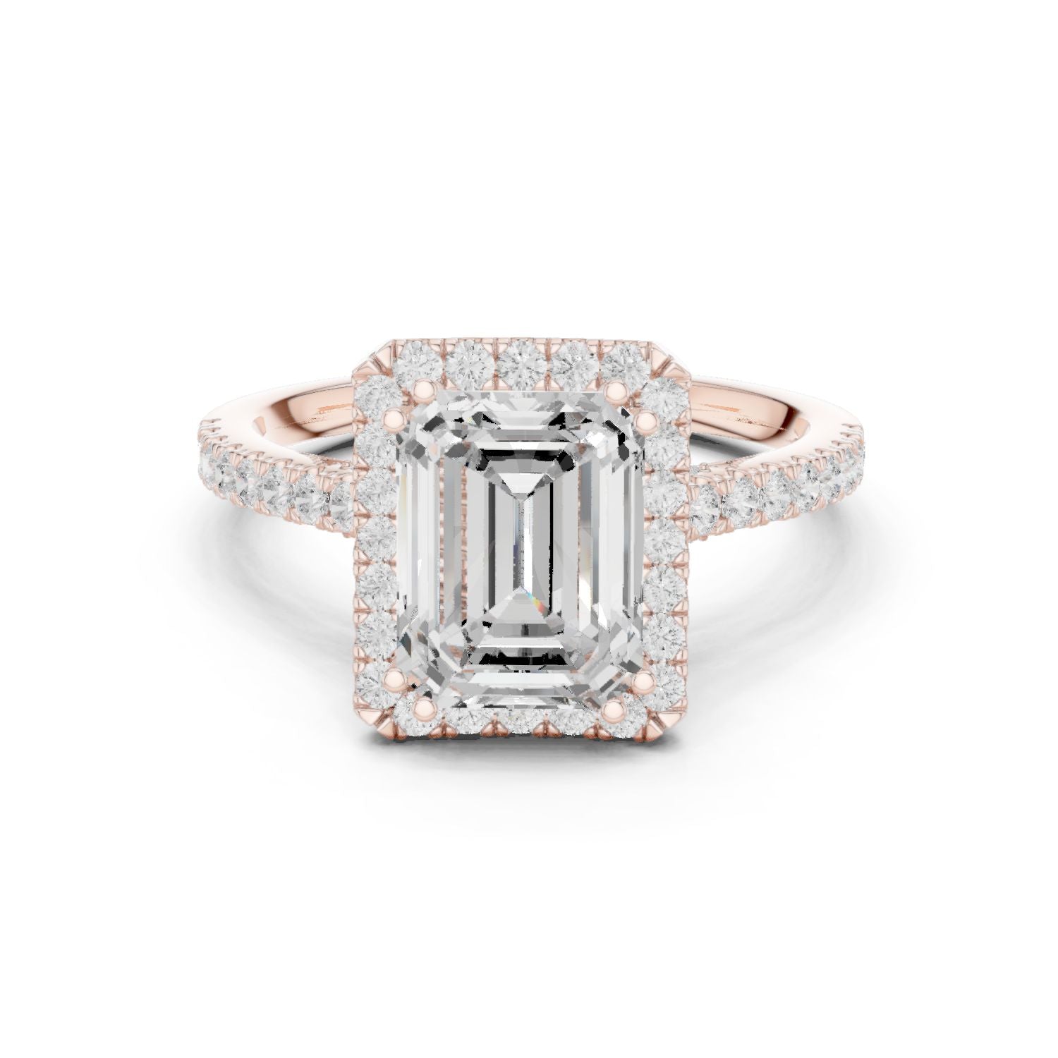 Emerald Lab Grown Diamond Halo Engagement Ring