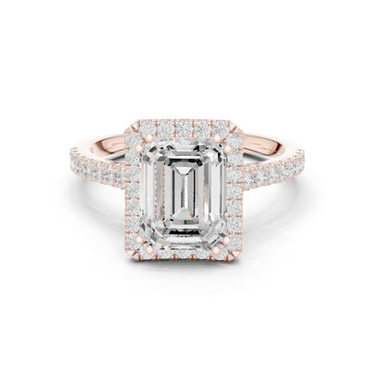 Emerald Lab Grown Diamond Halo Engagement Ring
