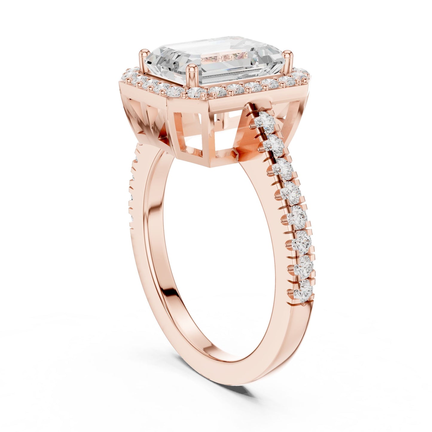 Emerald Lab Grown Diamond Halo Engagement Ring