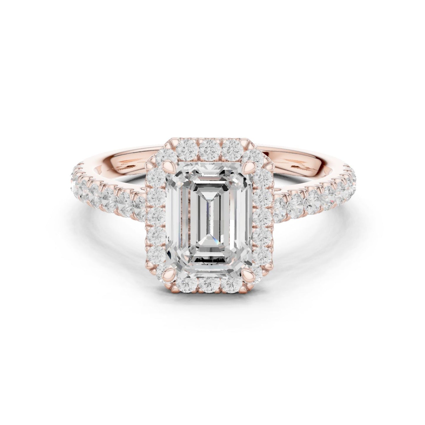 Emerald Lab Grown Diamond Halo Engagement Ring