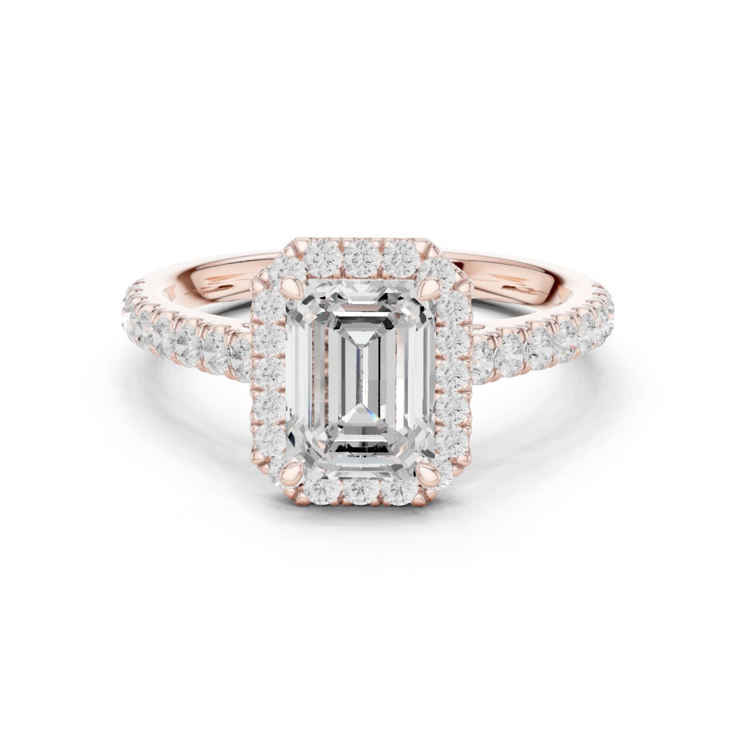 Emerald Lab Grown Diamond Halo Engagement Ring