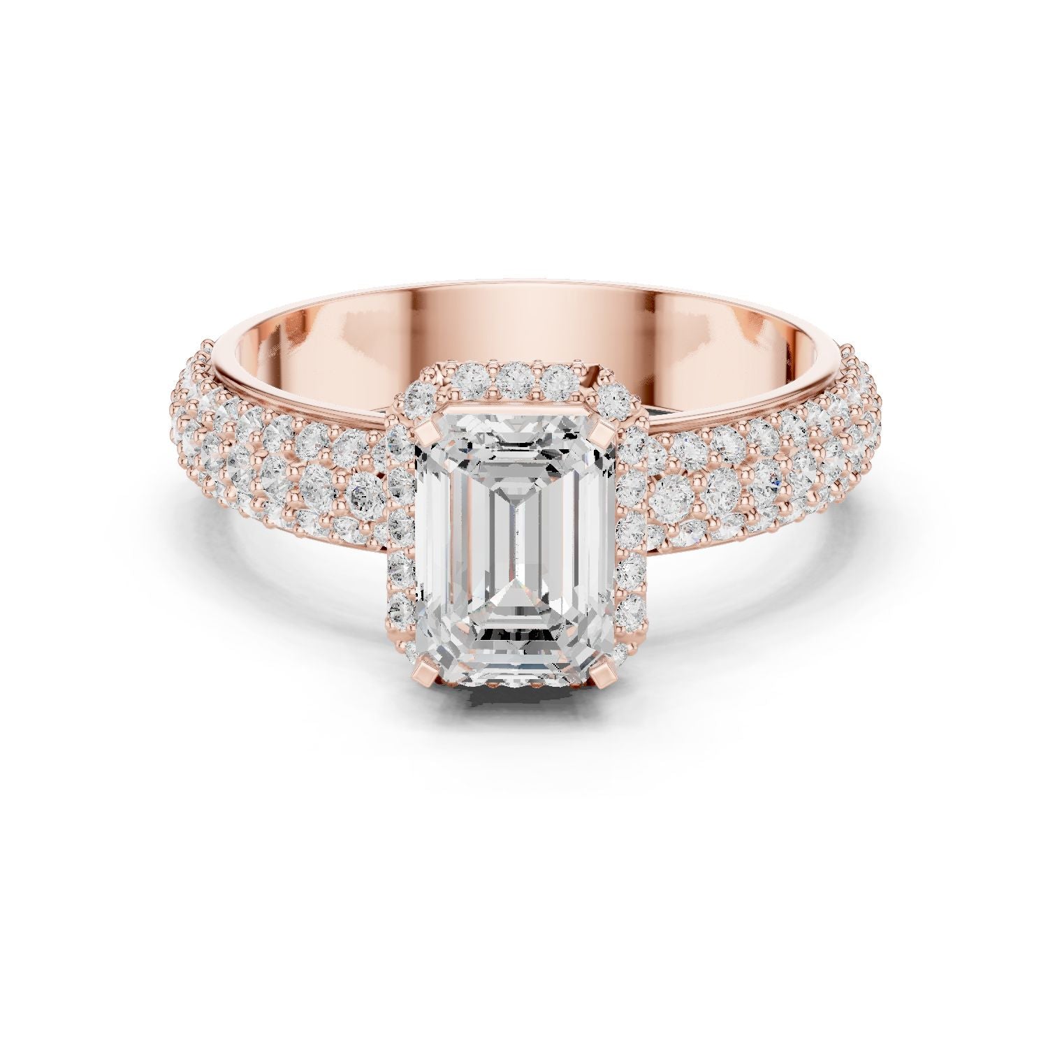 Emerald Lab Grown Diamond Halo Engagement Ring