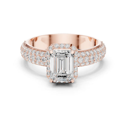 Emerald Lab Grown Diamond Halo Engagement Ring