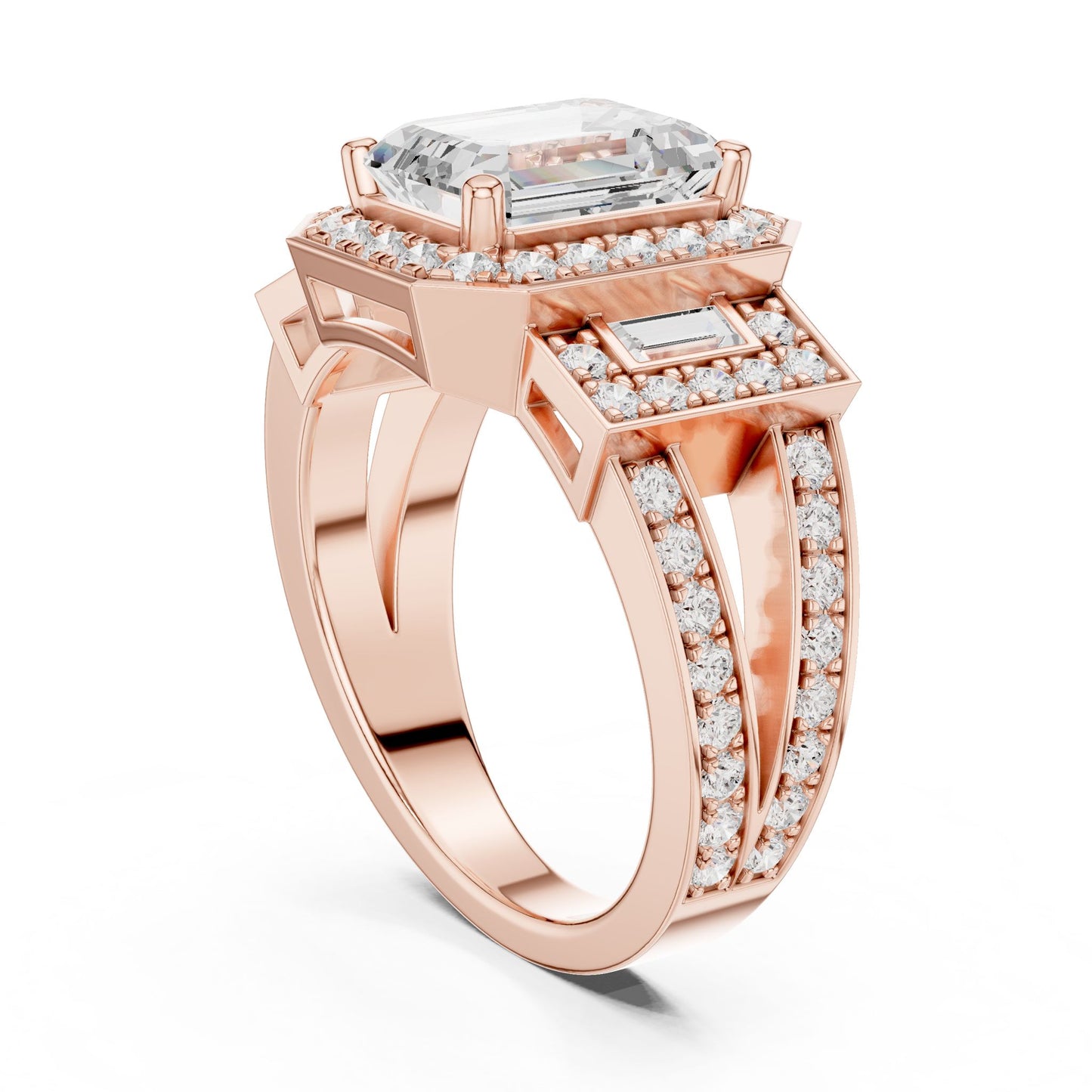 Emerald Lab Grown Diamond Halo Engagement Ring