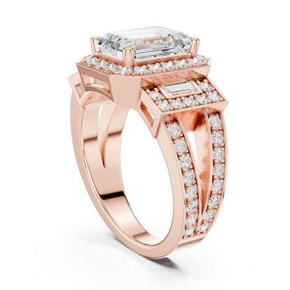 Emerald Lab Grown Diamond Halo Engagement Ring