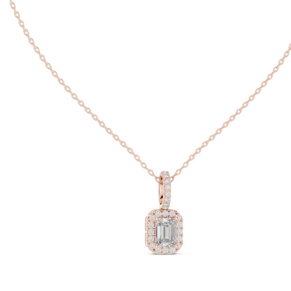 Emerald Lab Grown Diamond Halo Pendant
