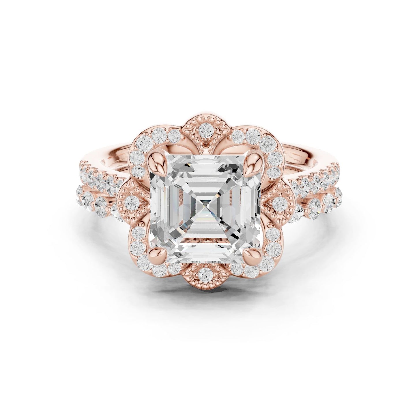 Emerald Lab Grown Diamond Halo Engagement Ring
