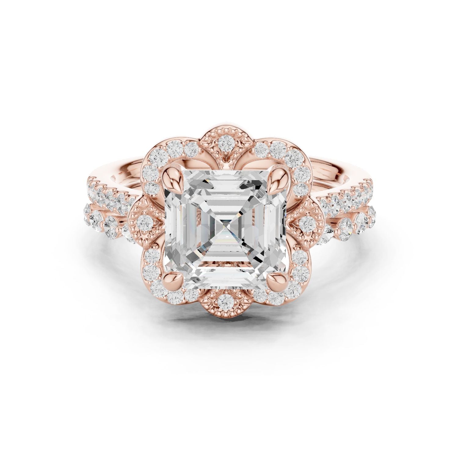 Emerald Lab Grown Diamond Halo Engagement Ring