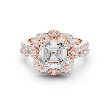 Emerald Lab Grown Diamond Halo Engagement Ring