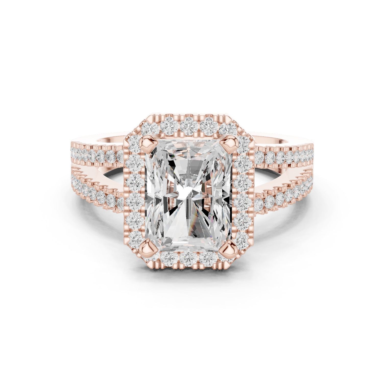 Emerald Lab Grown Diamond Halo Engagement Ring