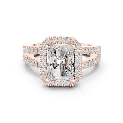 Emerald Lab Grown Diamond Halo Engagement Ring