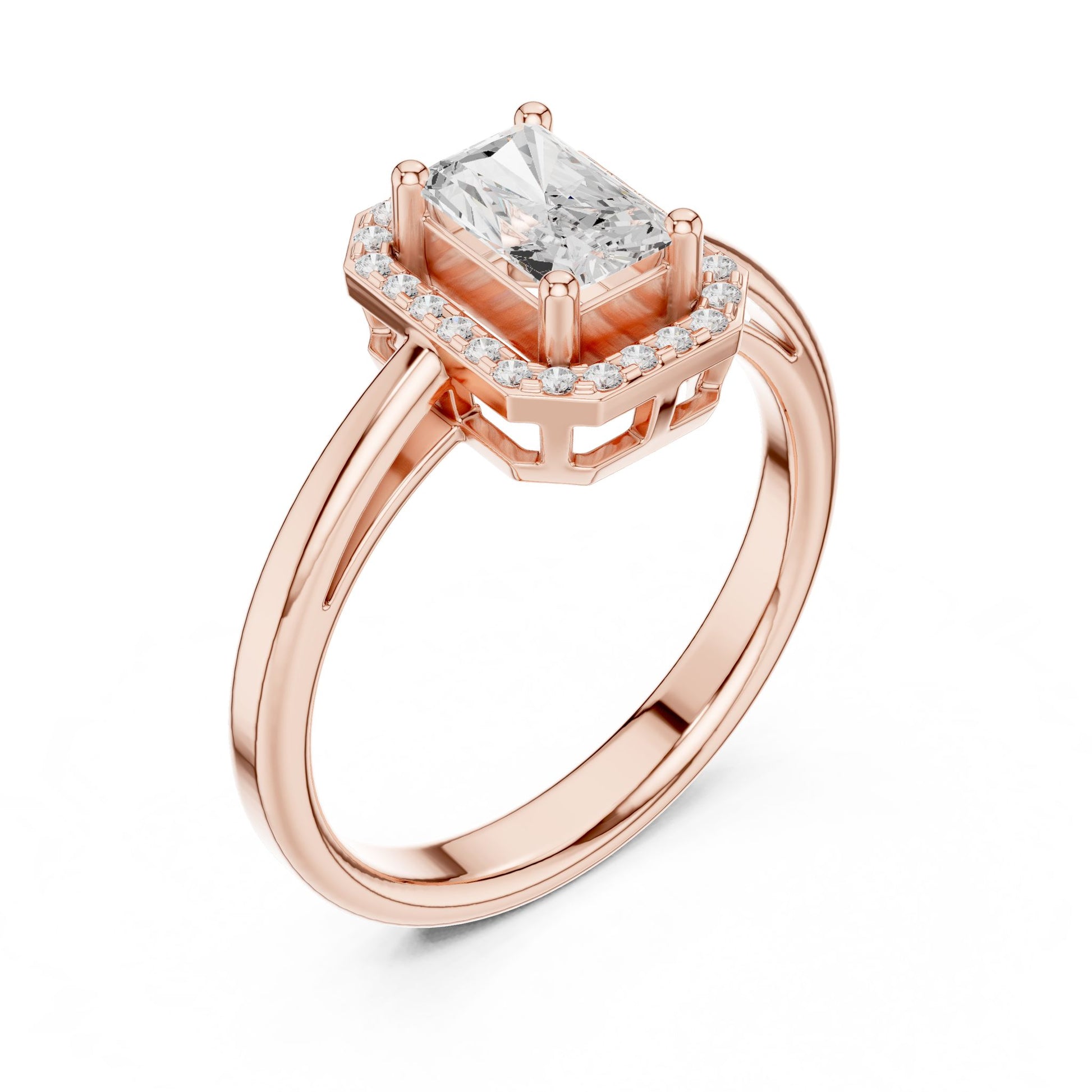 Emerald Lab Grown Diamond Halo Engagement Ring