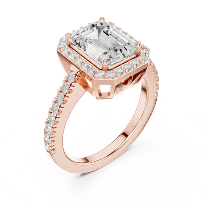 Emerald Lab Grown Diamond Halo Engagement Ring