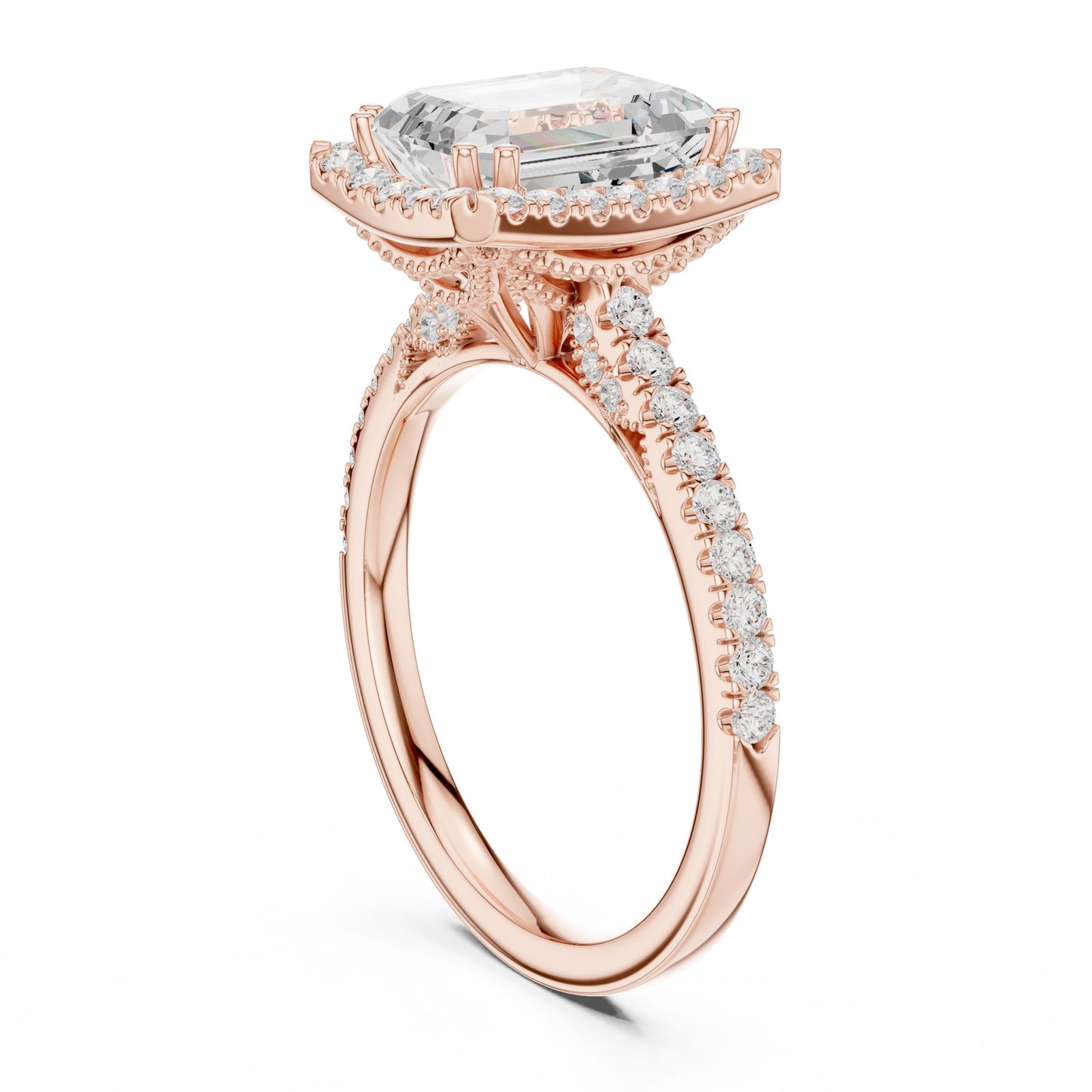 Emerald Lab Grown Diamond Halo Engagement Ring