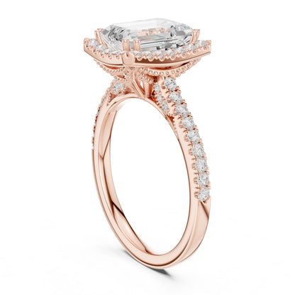 Emerald Lab Grown Diamond Halo Engagement Ring