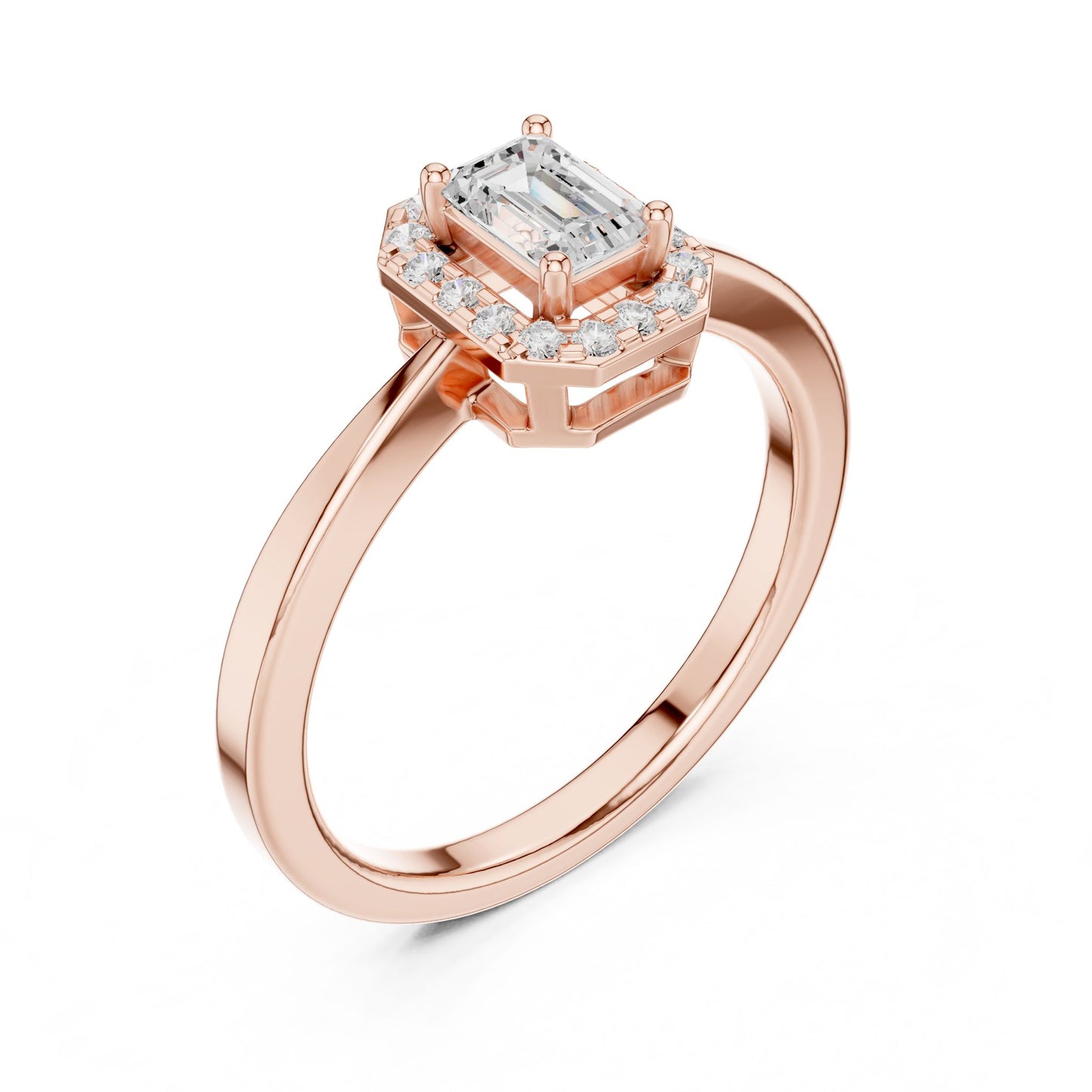 Emerald Lab Grown Diamond Halo Engagement Ring