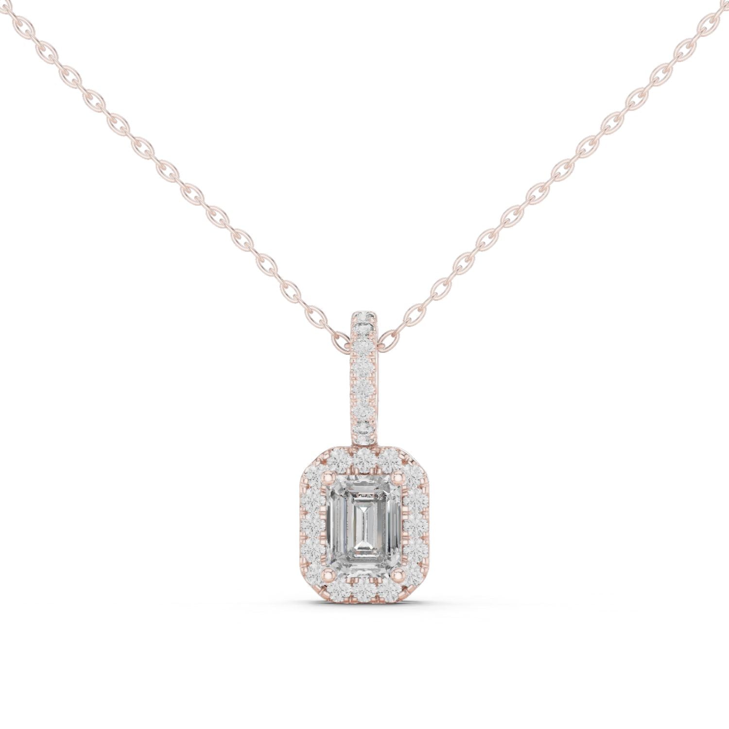Emerald Lab Grown Diamond Halo Pendant