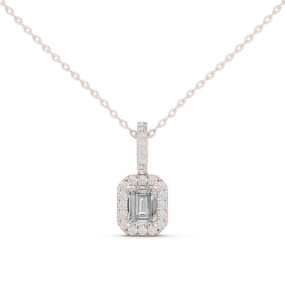 Emerald Lab Grown Diamond Halo Pendant