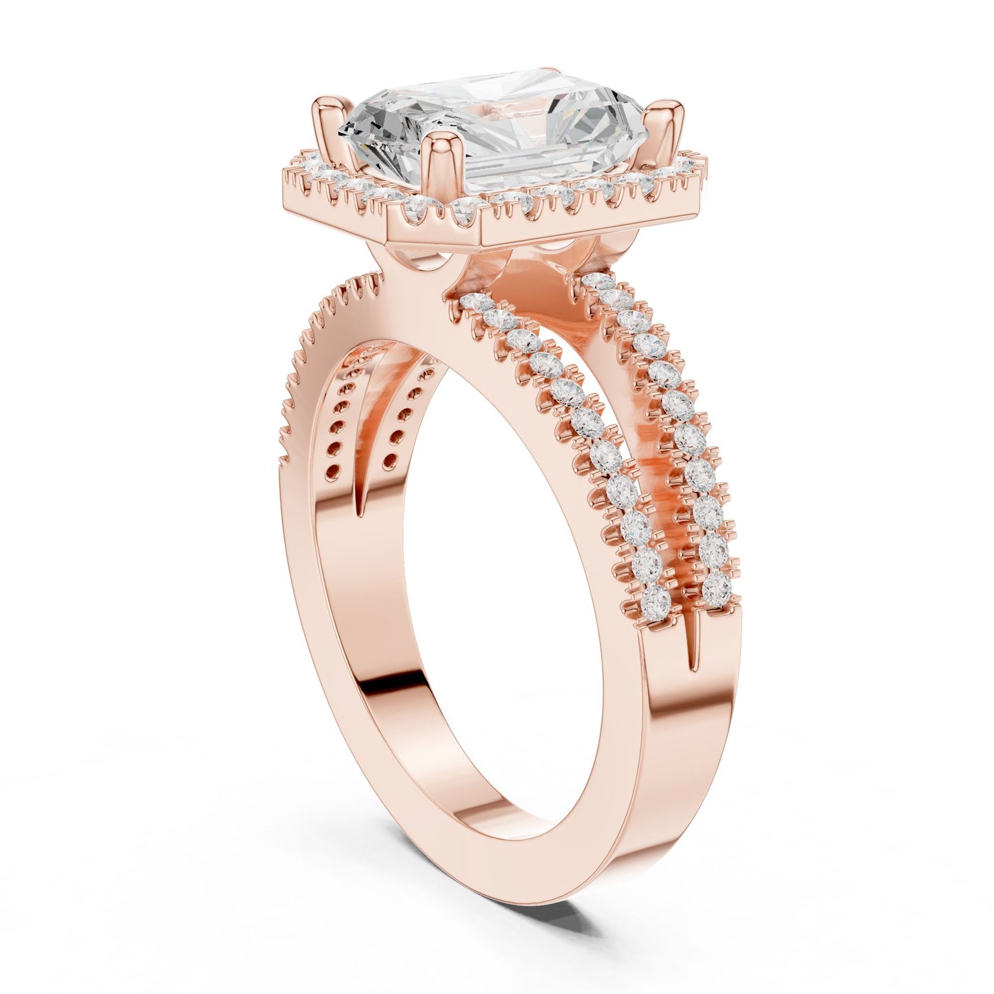 Emerald Lab Grown Diamond Halo Engagement Ring