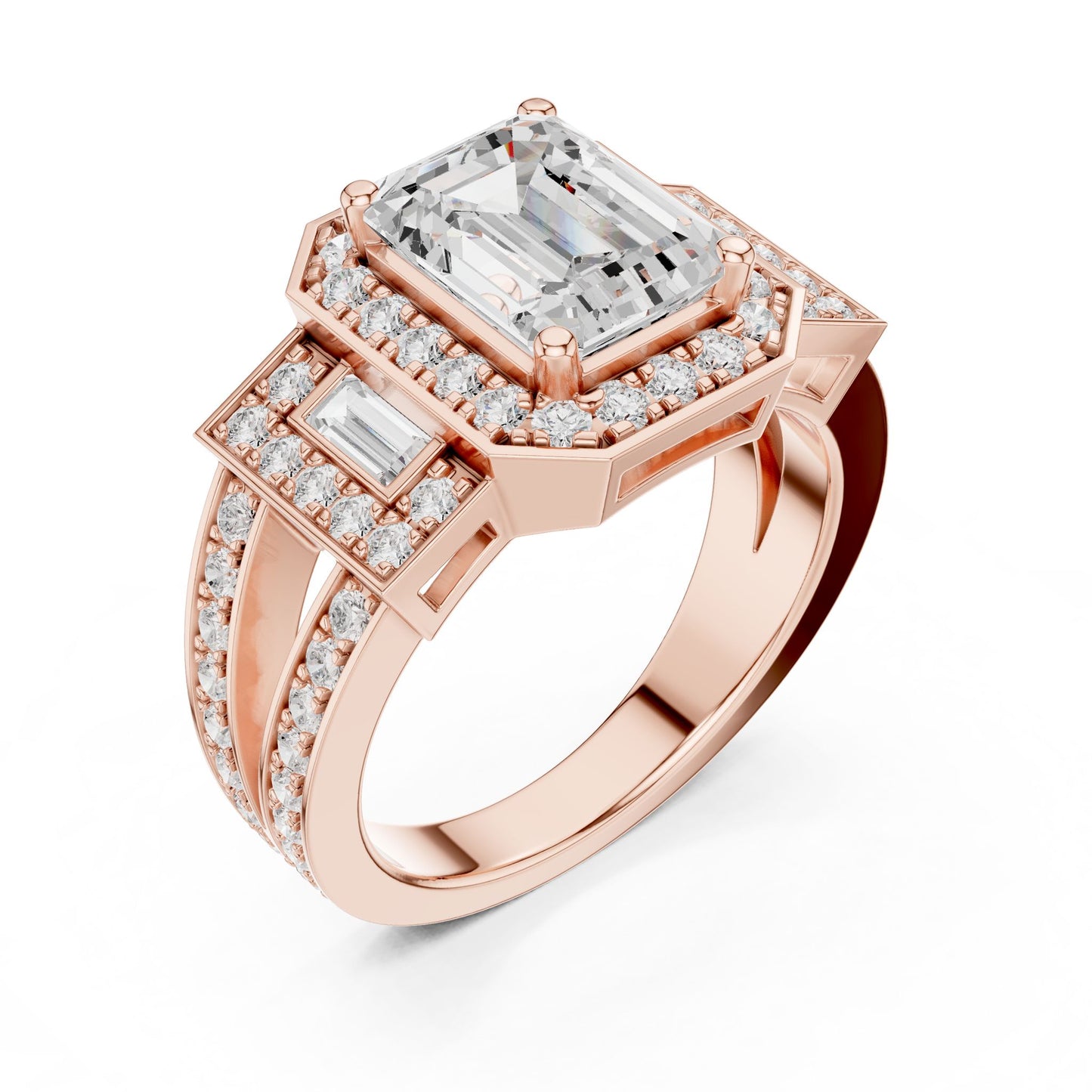 Emerald Lab Grown Diamond Halo Engagement Ring