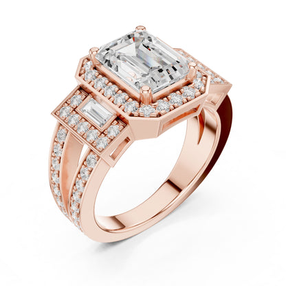 Emerald Lab Grown Diamond Halo Engagement Ring