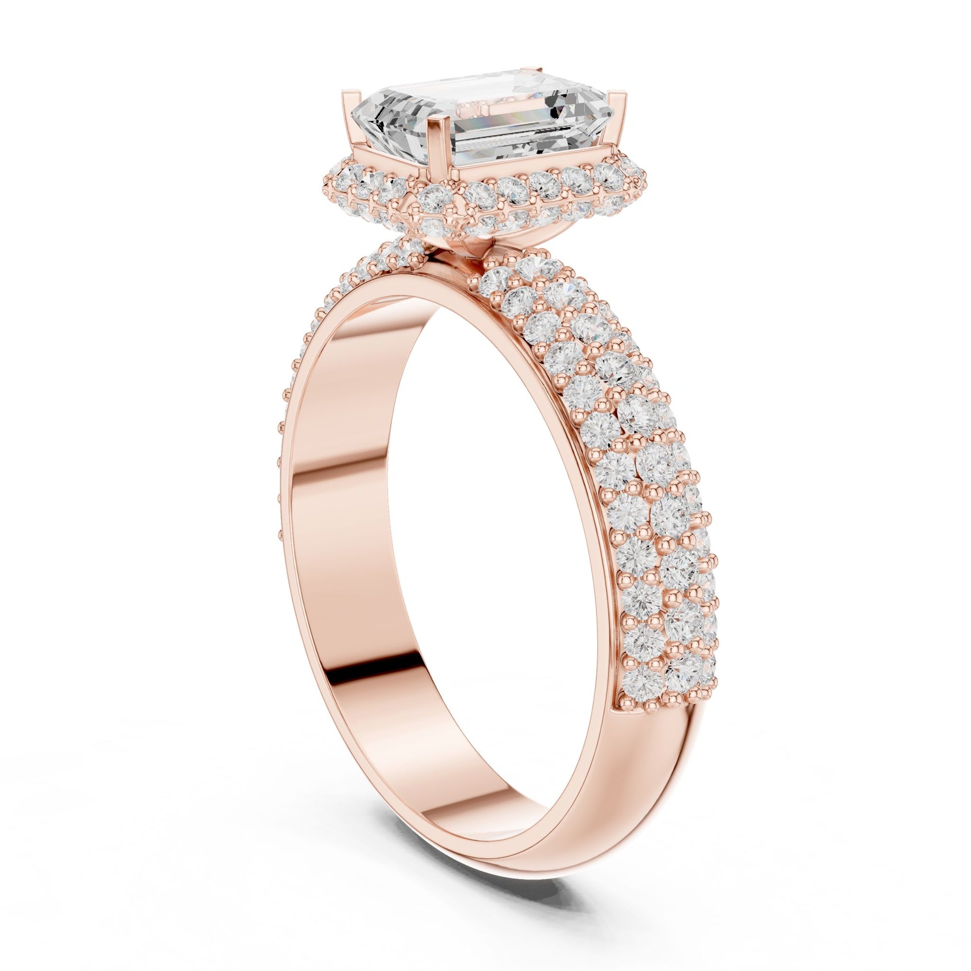 Emerald Lab Grown Diamond Halo Engagement Ring