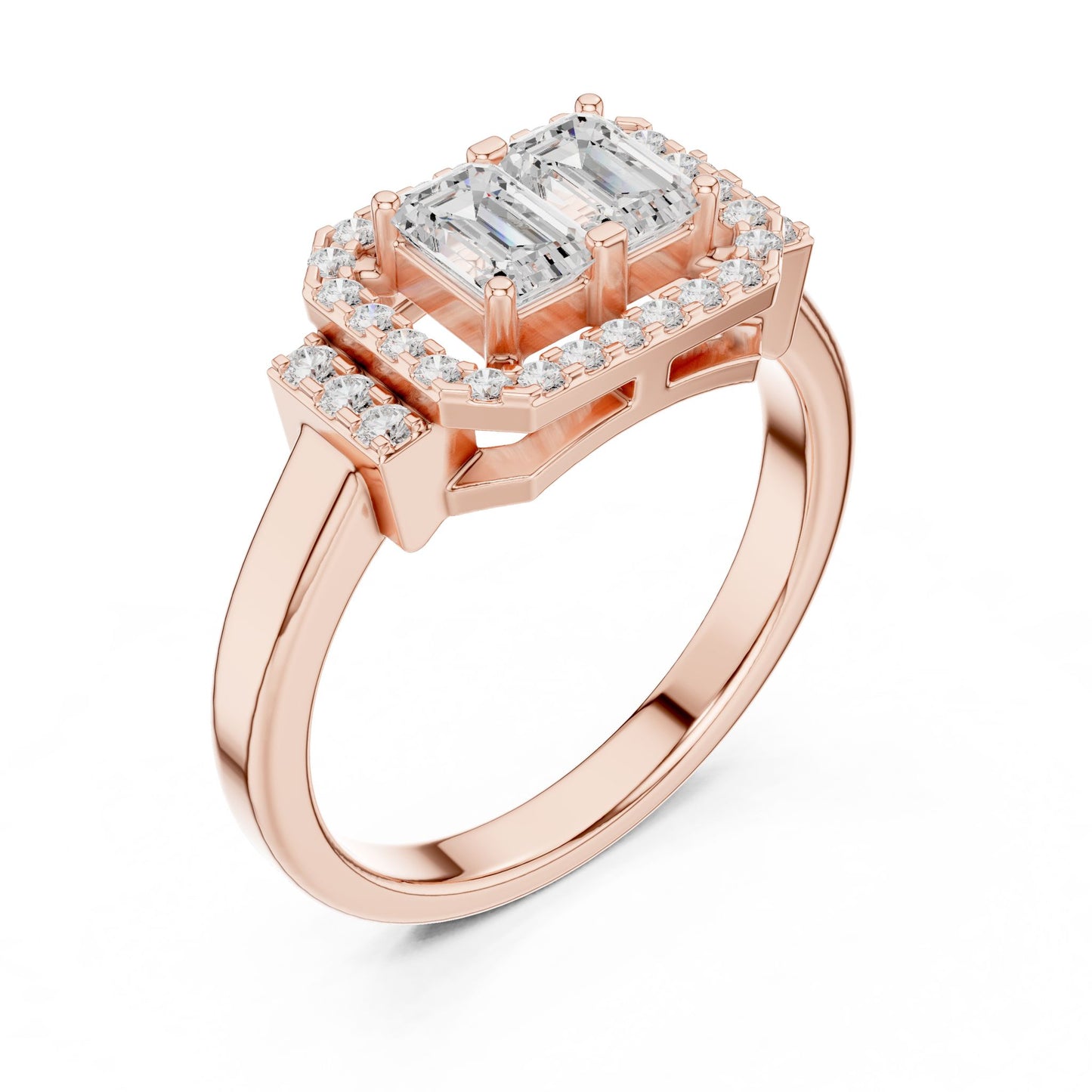 Emerald Lab Grown Diamond Halo Engagement Ring