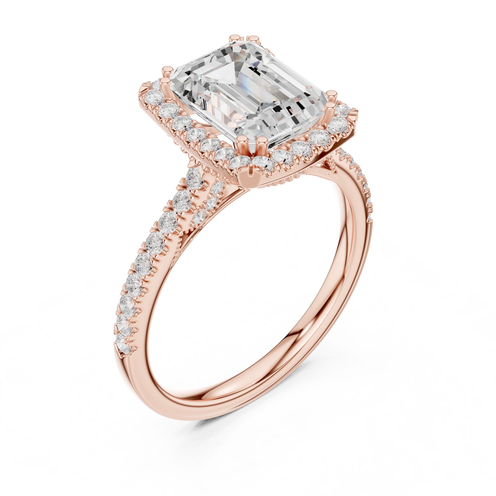 Emerald Lab Grown Diamond Halo Engagement Ring