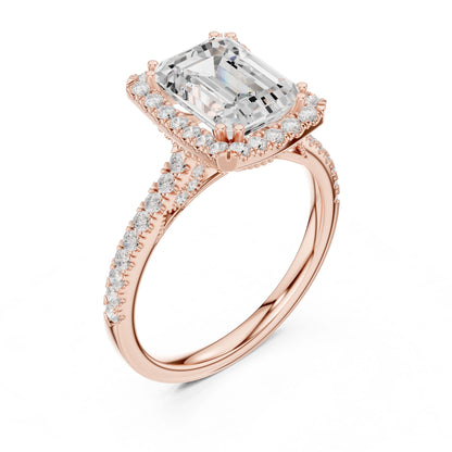 Emerald Lab Grown Diamond Halo Engagement Ring