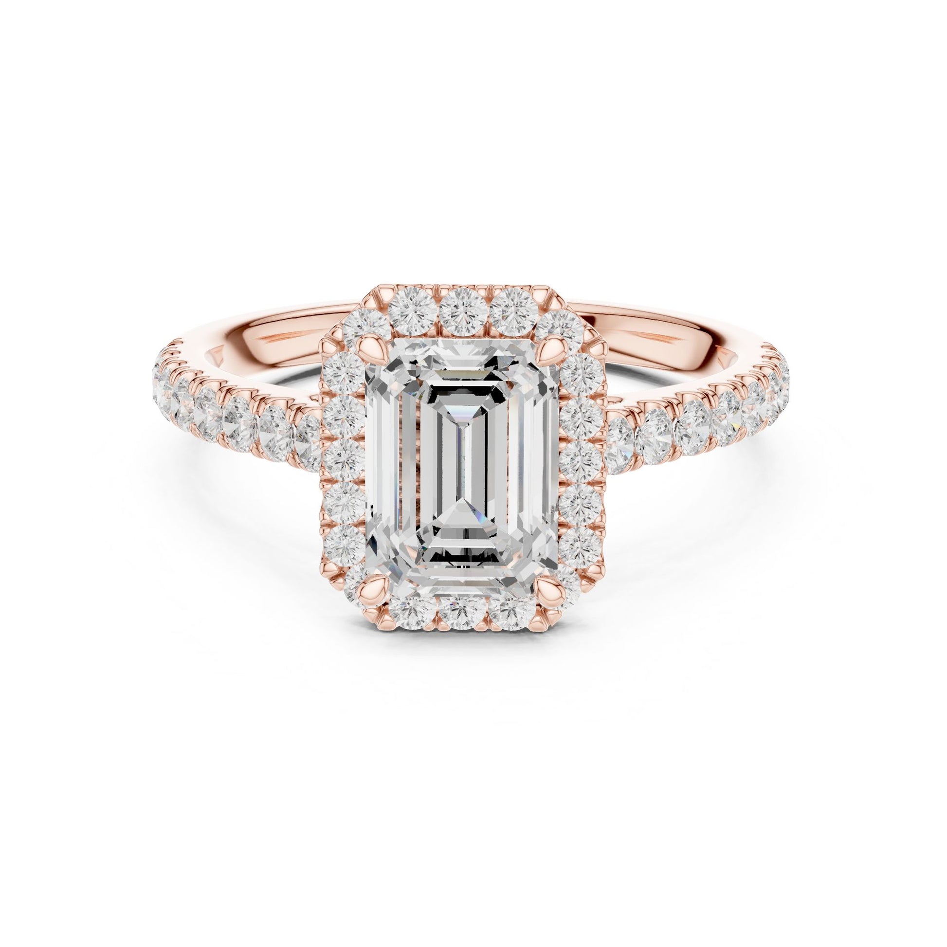 Emerald Lab Grown Diamond Halo Engagement Ring