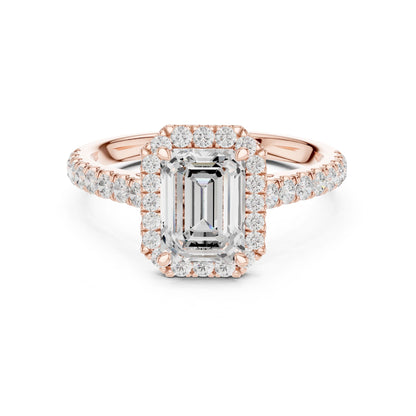 Emerald Lab Grown Diamond Halo Engagement Ring