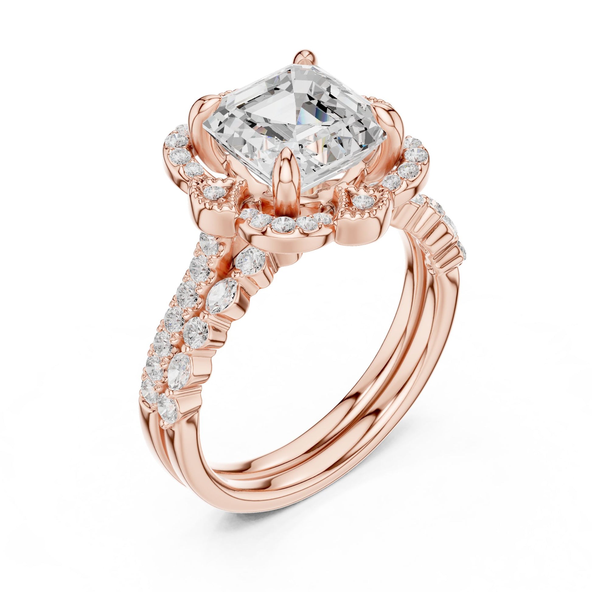 Emerald Lab Grown Diamond Halo Engagement Ring