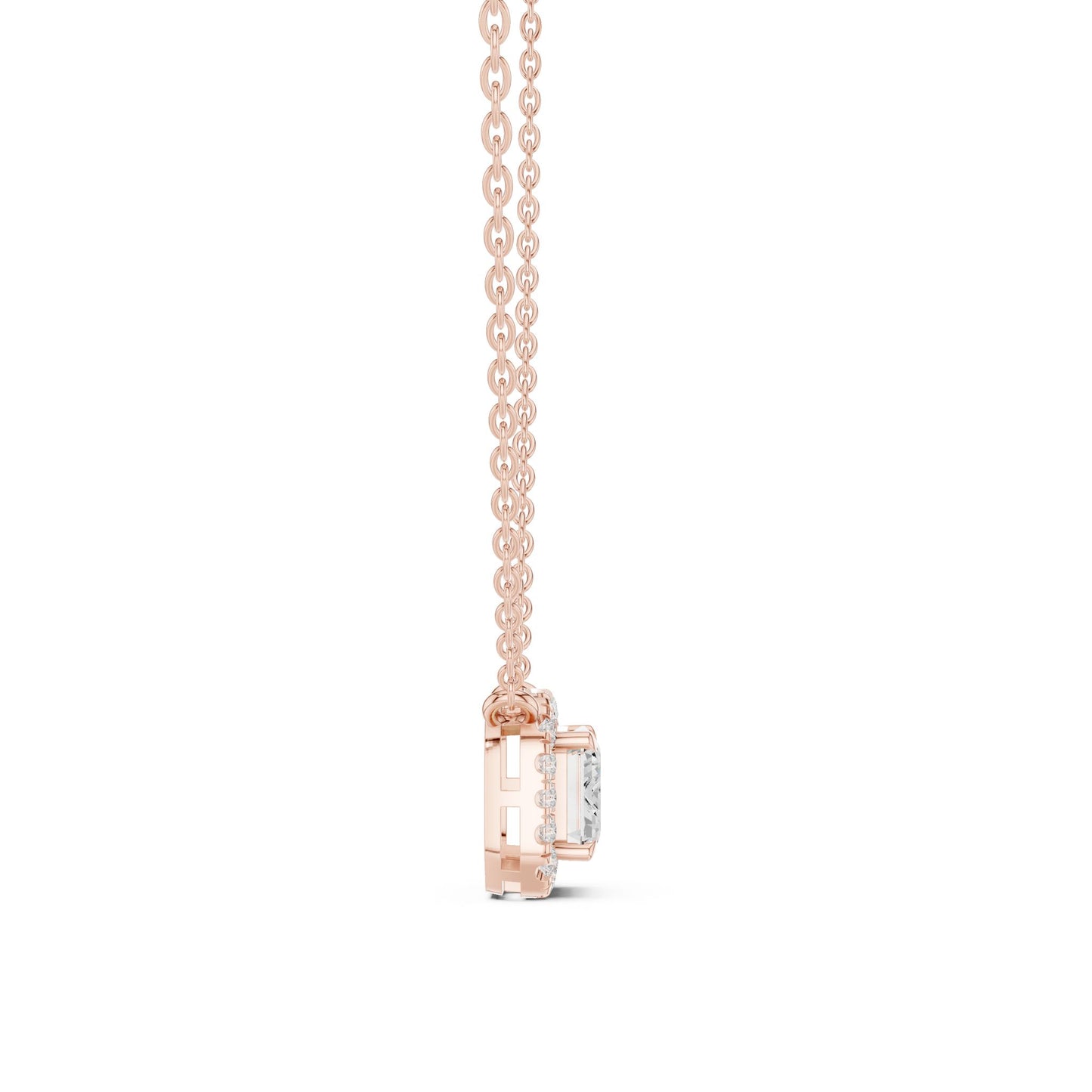 Emerald Lab Grown Diamond Halo Pendant