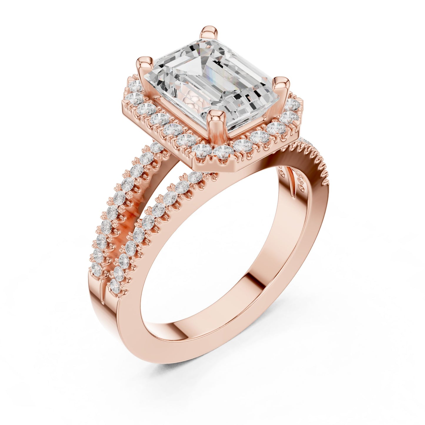 Emerald Lab Grown Diamond Halo Engagement Ring