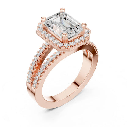 Emerald Lab Grown Diamond Halo Engagement Ring
