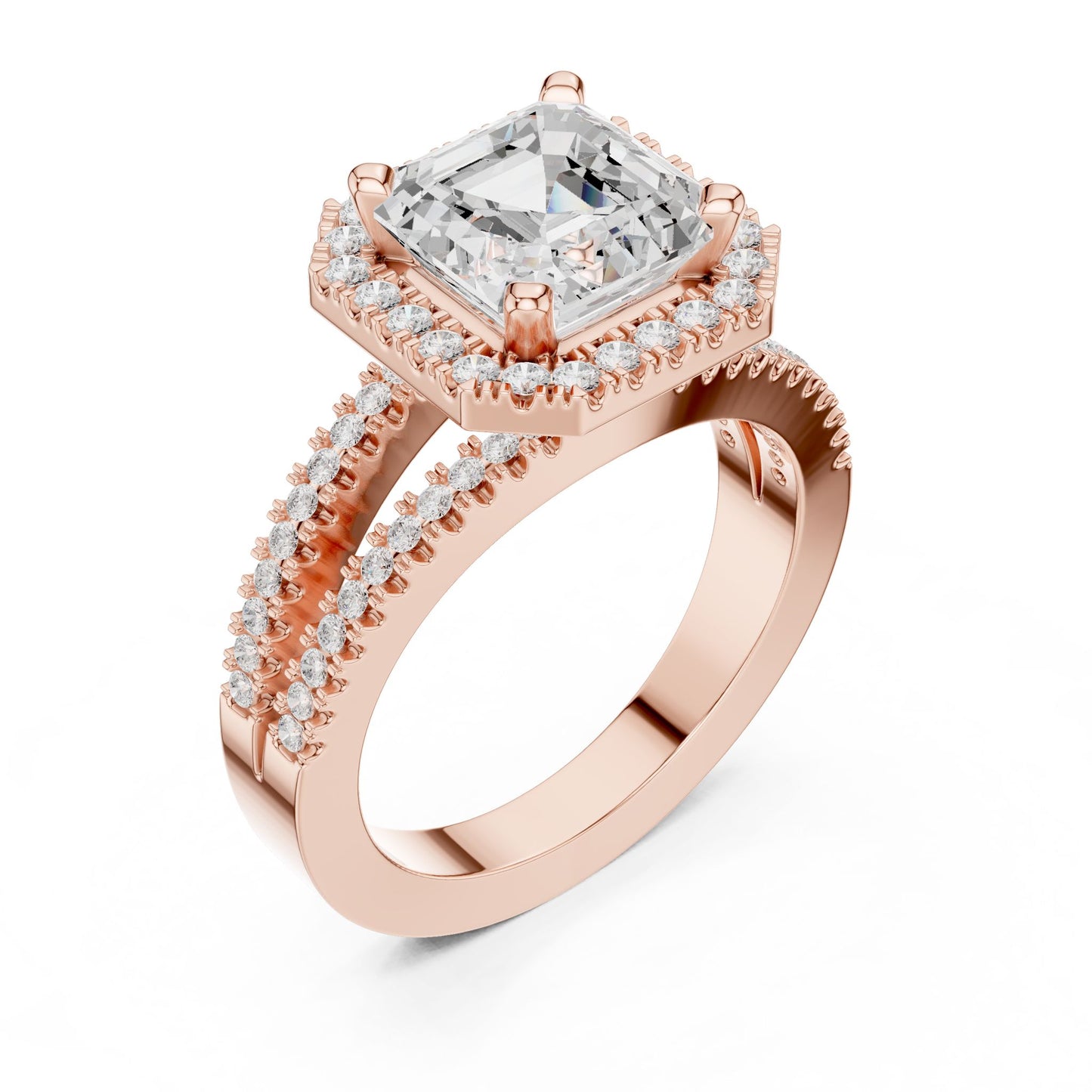 Emerald Lab Grown Diamond Halo Engagement Ring
