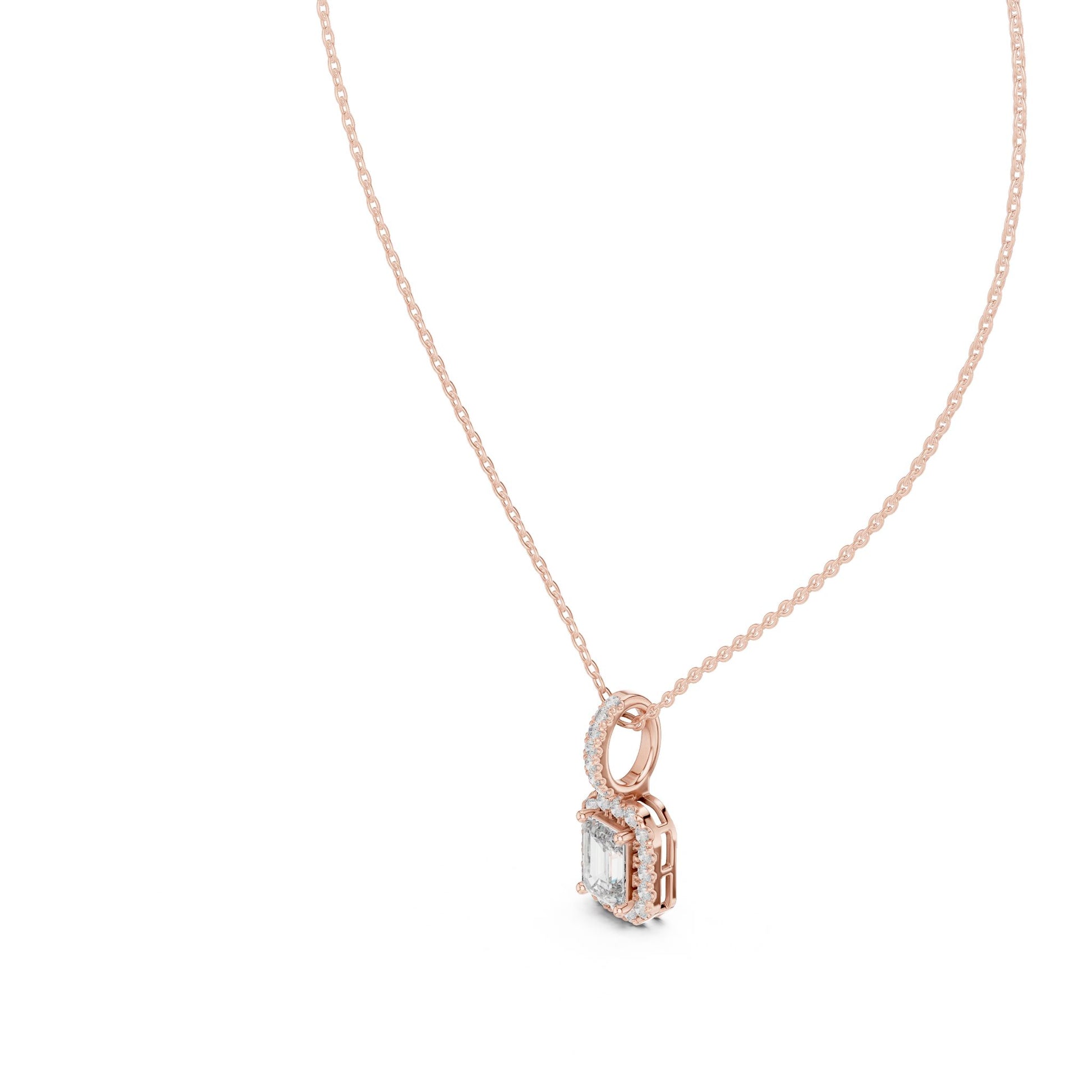 Emerald Lab Grown Diamond Halo Pendant