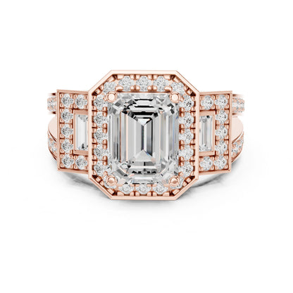 Emerald Lab Grown Diamond Halo Engagement Ring