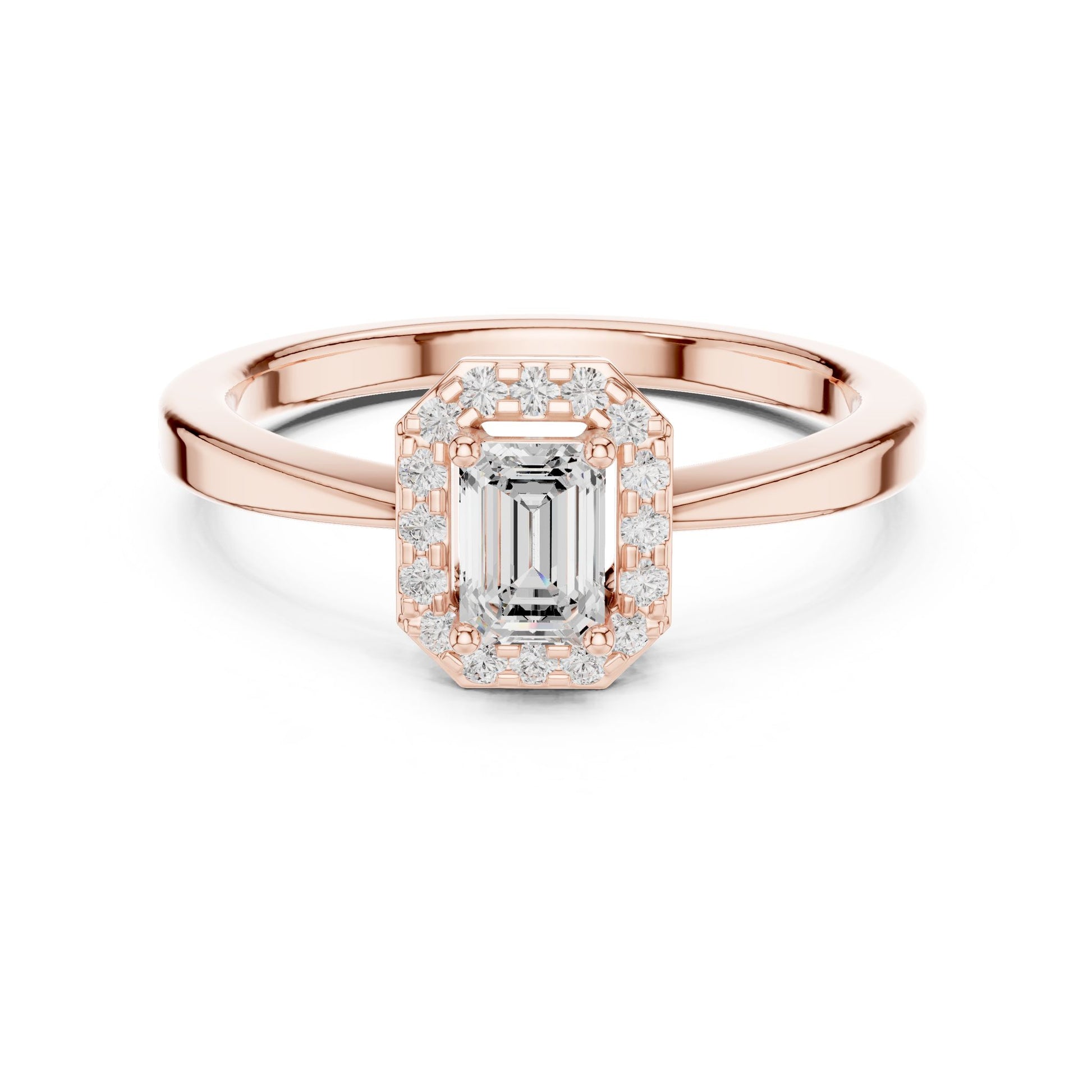 Emerald Lab Grown Diamond Halo Engagement Ring