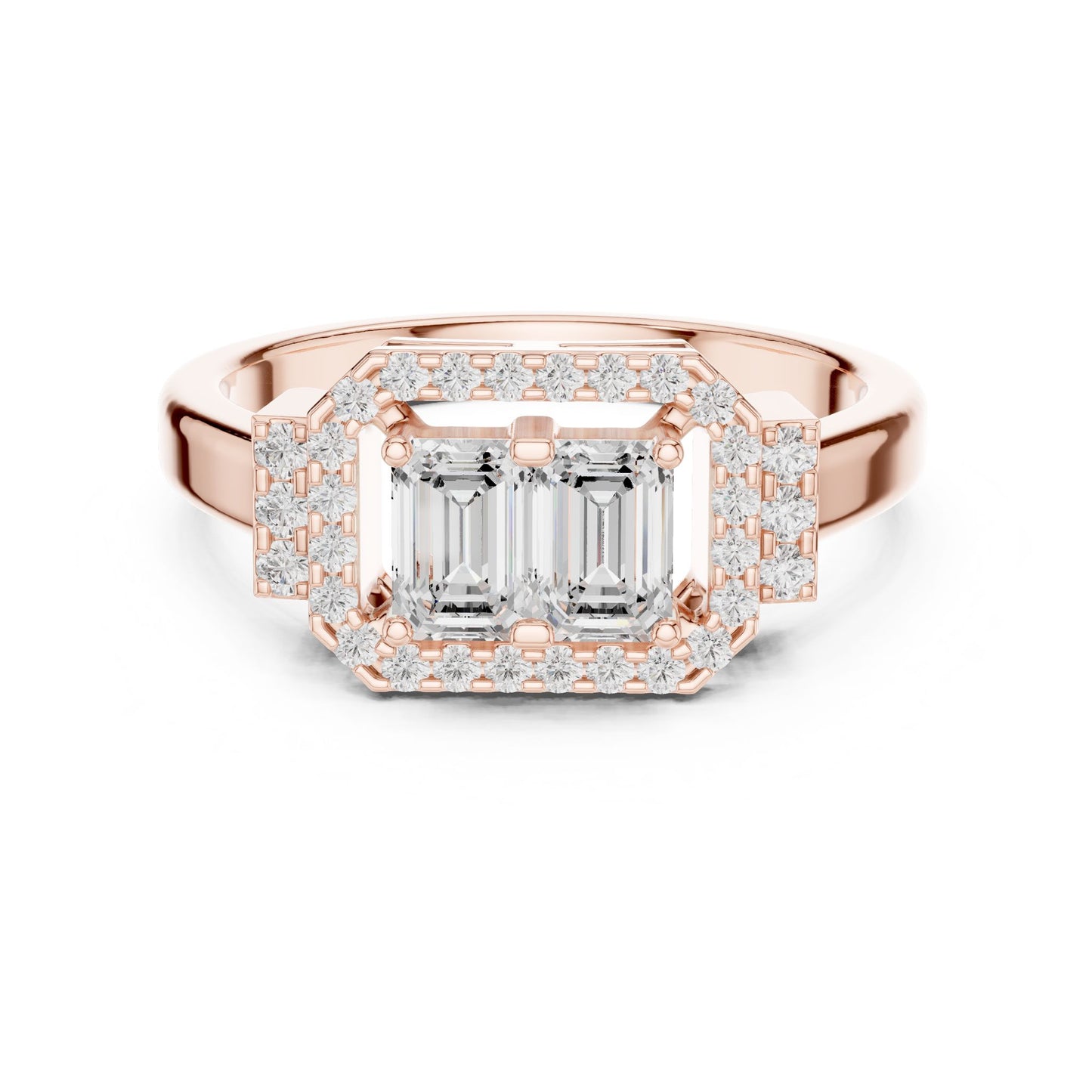 Emerald Lab Grown Diamond Halo Engagement Ring